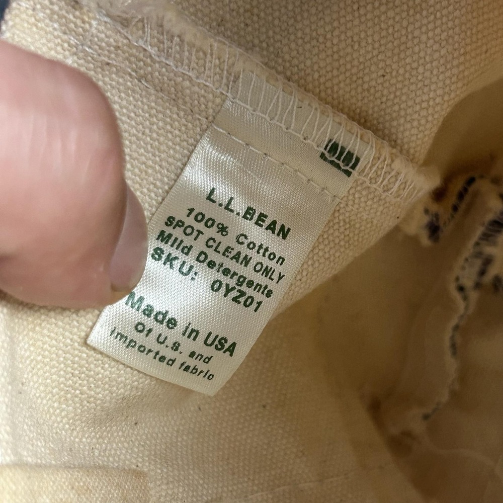 L.L.Bean Boat And Tote Bag Mini Natural Navy Canvas Blueberry Embroidered USA - Picture 6 of 8